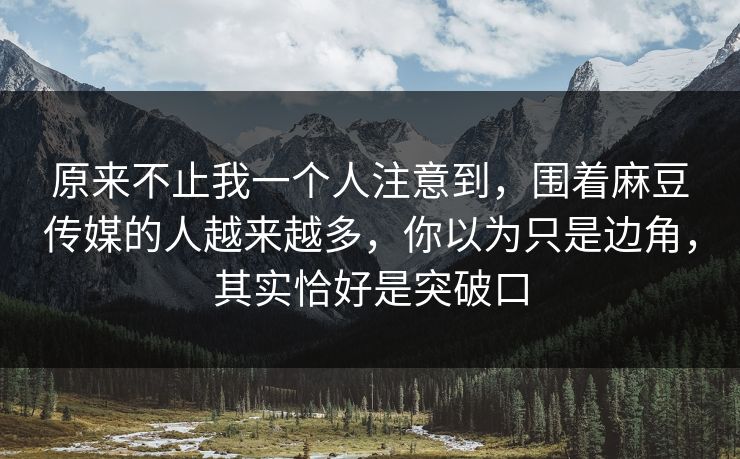 原来不止我一个人注意到,围着麻豆传媒的人越来越多,你以为只是边角,其实恰好是突破口 原来不止我一个人注意到,围着麻豆传媒的人越来越多,你以为只是边角,其实恰好是突破口