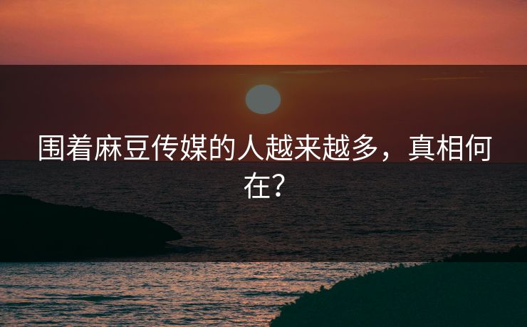 围着麻豆传媒的人越来越多，真相何在？